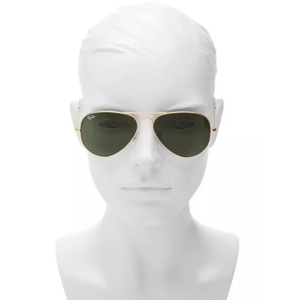 Rayban RB3025 Aviator Arista Gold Green Lens Metal L0205 58-14 135 3n NEW - Picture 3 of 11